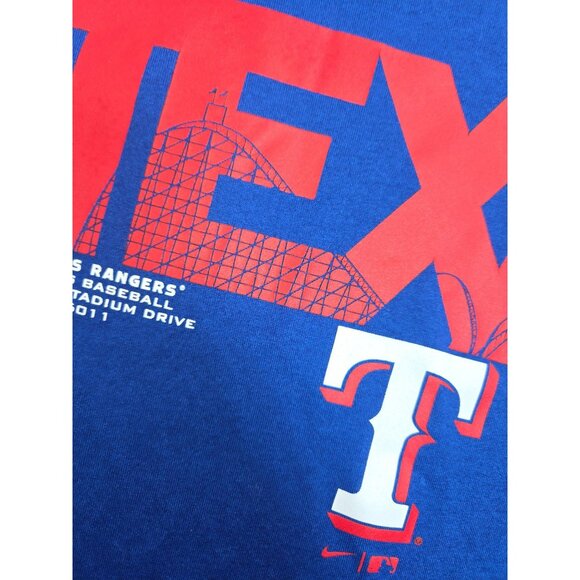 Texas Rangers Nike Dri-Fit Mens Blue TShirt Small - Picture 6 of 8